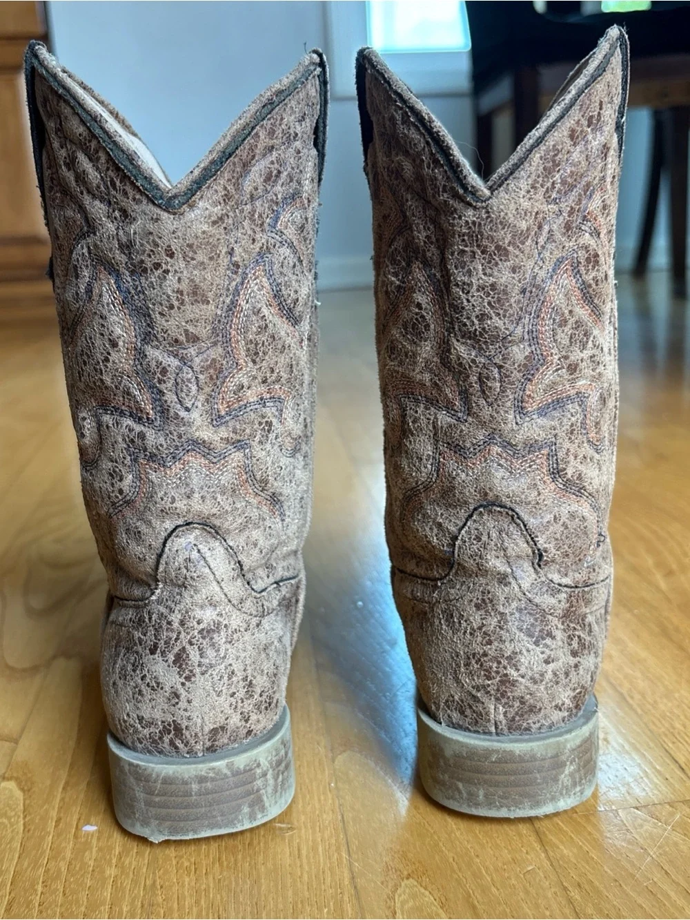 Roper Kids Scout Square Toe Cowboy Boots Brown Distressed Wear Toddler Boy Sz 13